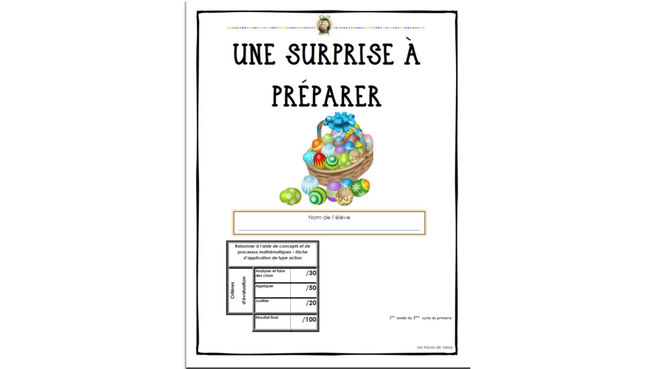 Une surprise à préparer 5e année